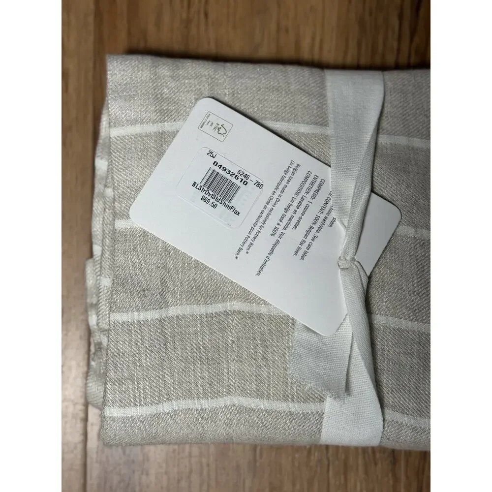 Pottery Barn Belgian Flax Linen Striped Standard Pillow Sham Flax Ivory 26x20
